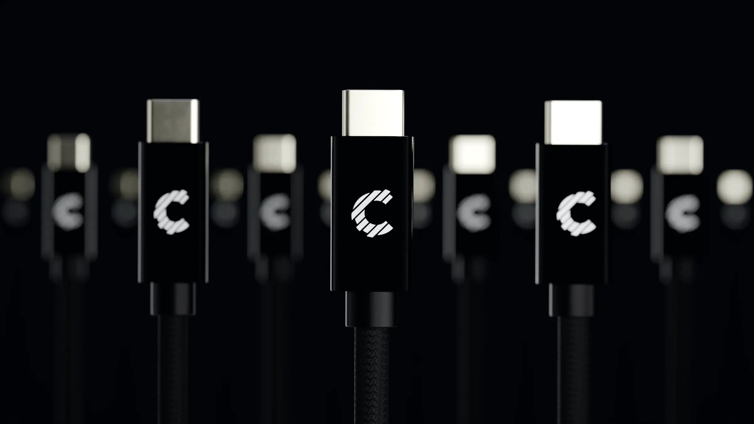 Row of aluminum connectors with the Creator logo