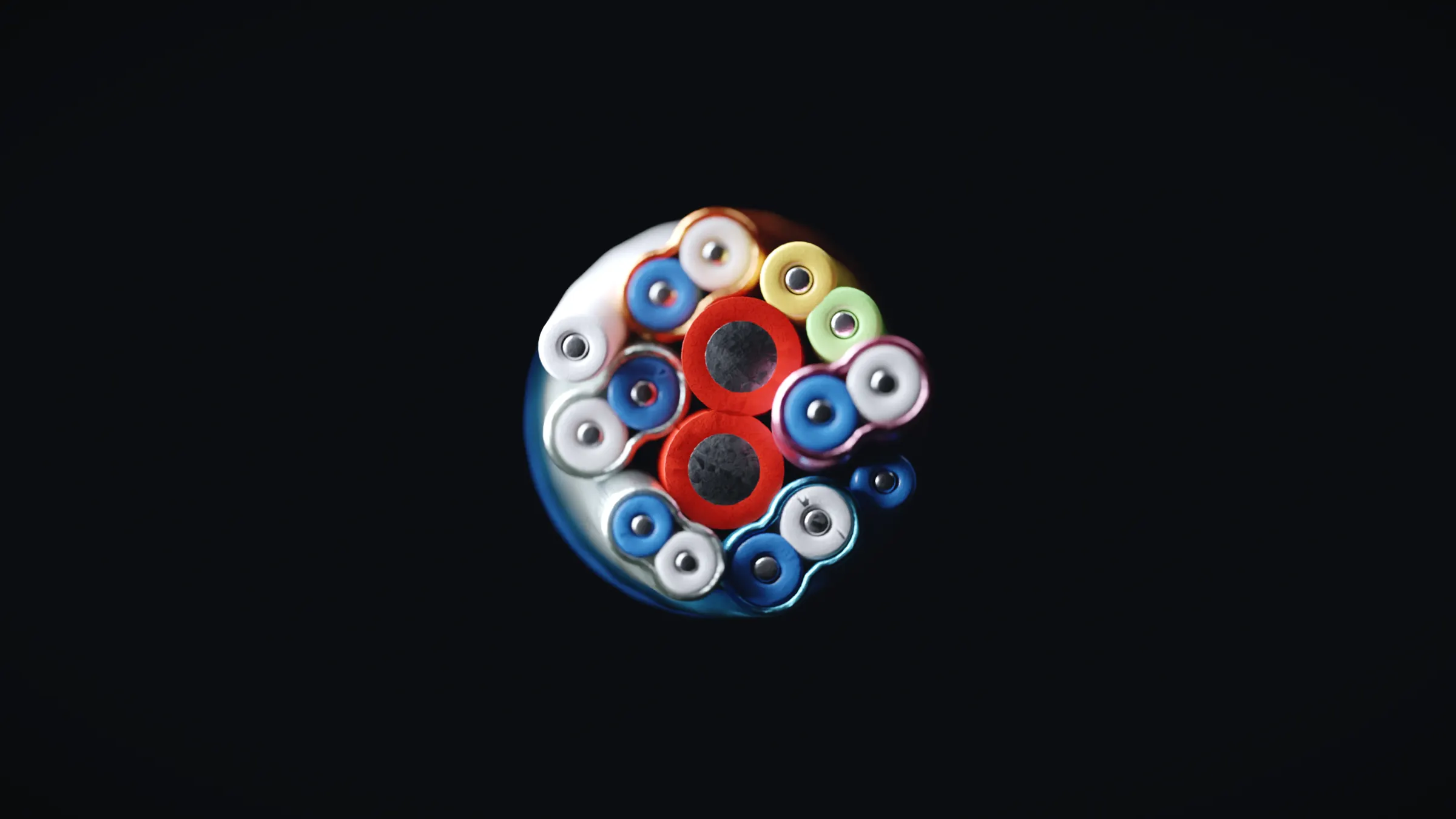 Cross-section with colored wires