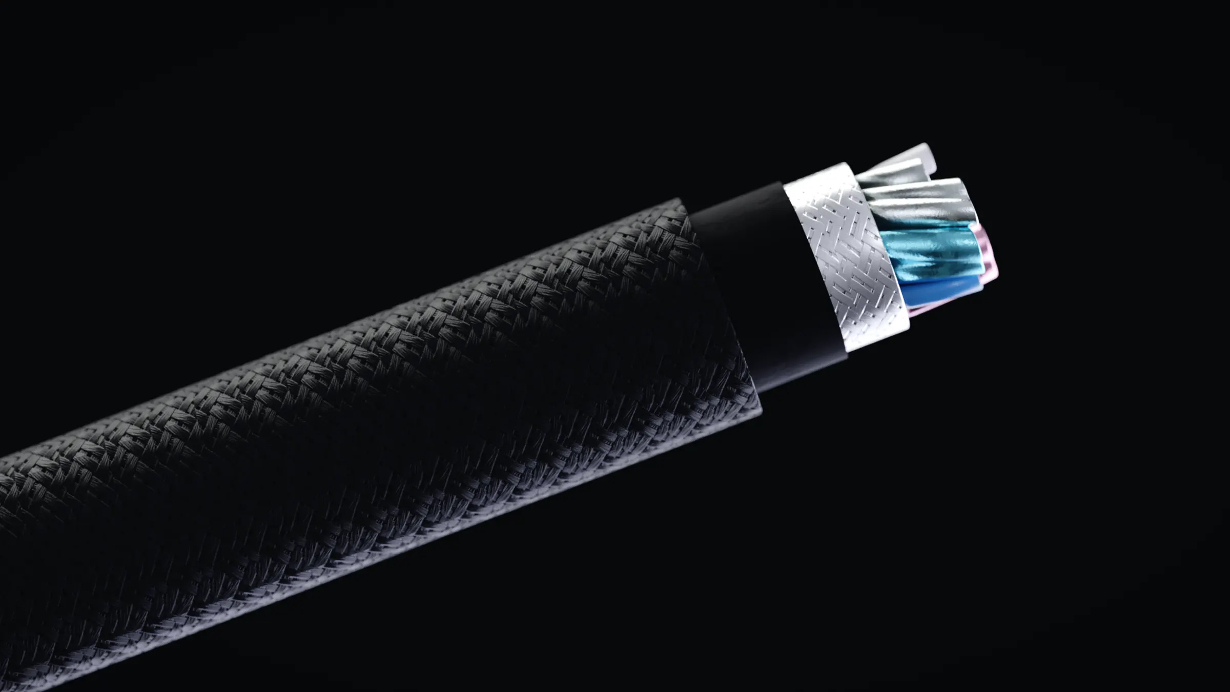 Cutaway Creator Cable showing its jacket and shielding
